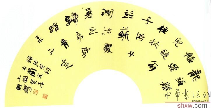 龙开胜：行书扇面张先词木兰花