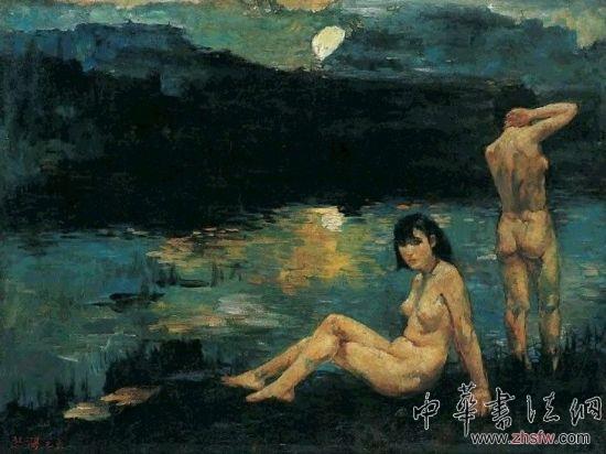 徐悲鸿油画作品《月夜》