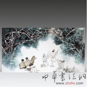 图三：钟莲生 釉上彩瓷板《胡杨赞歌》  112×56cm