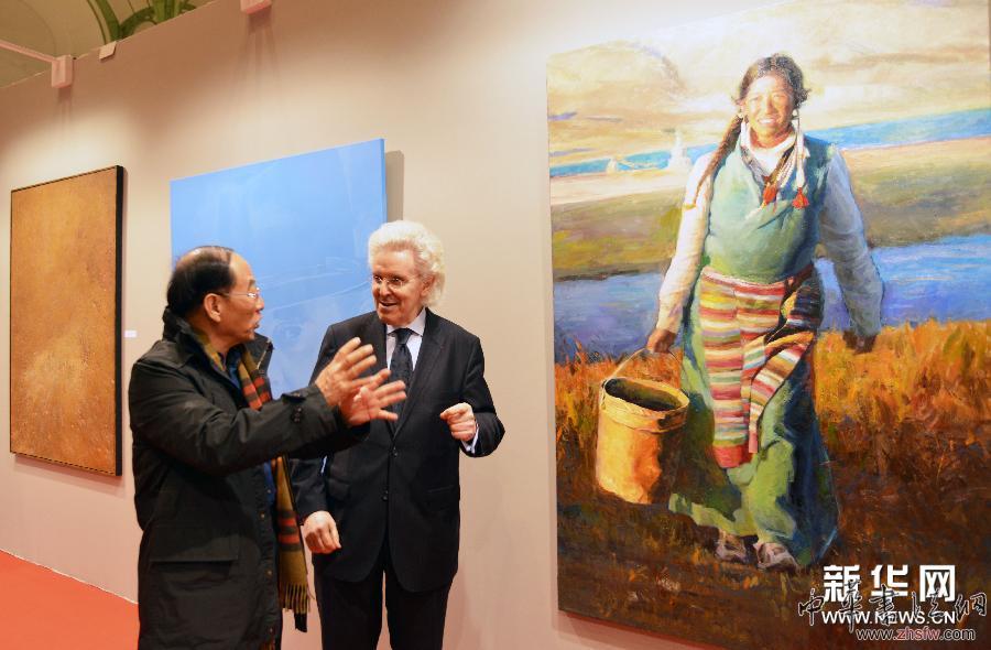 （新华网）韩玉臣西藏题材作品亮相巴黎“艺术首都”展览