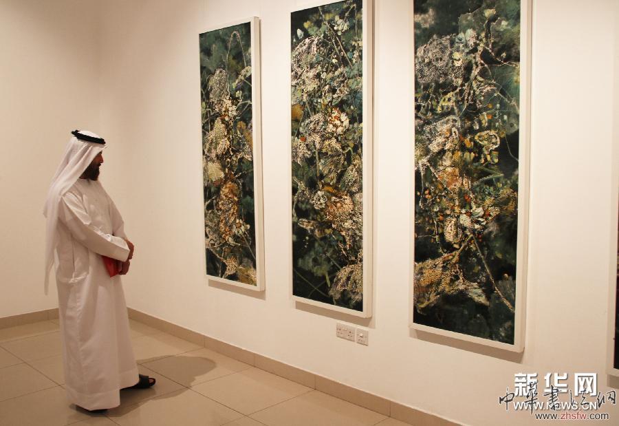 （XHDW）（2）中国画家刁庆春在迪拜举行油画作品展