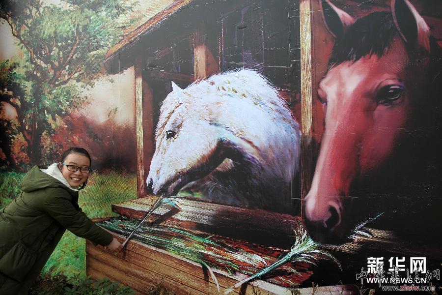 江苏南通举行3D骏马主题画展 图